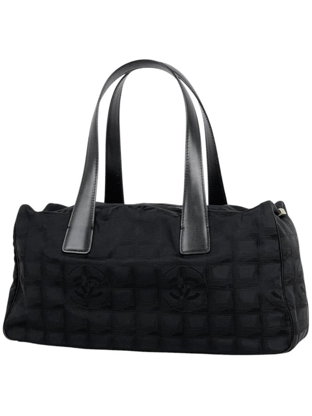 Chanel Handbag New Travel Line CC Logo Nylon Jacquard Black